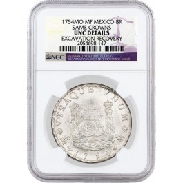 1754 MO MF Mexico City Mint 8 Reales Silver Ferdinand VI NGC UNC Details 