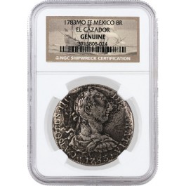 1783 MO FF Mexico 8 Reales Silver El Cazador Shipwreck NGC Genuine