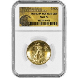 2009 $20 Ultra High Relief St Gaudens Double Eagle 1 oz .9999 Gold NGC MS70 PL
