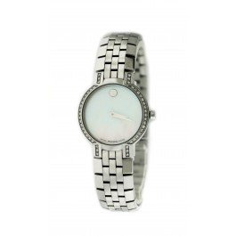 Movado Faceto 84 A1 1845 S 25mm Steel White MOP Dial Diamond Quartz Watch