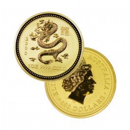 2000 $100 AUD Australia Lunar Year Of The Dragon 1 oz .9999 Gold Coin BU