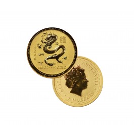 2000 $5 AUD Australia Lunar Year Of The Dragon 1/20 oz .9999 Gold Coin BU