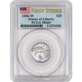 2006 W $25 American Platinum Eagle 1/4 oz .9995 Fine PCGS MS69 FS Flag Label
