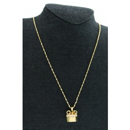 Stefan Hefner 18k Gold Diamond Gift Box Pendant With Ruby Heart Necklace 24"