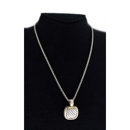 David Yurman Albion 18k Gold Sterling Silver Pendant 2.5mm Box Chain Necklace 18"