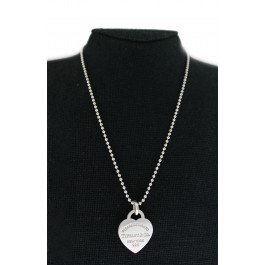 Return To Tiffany & Co 925 Sterling Silver Heart Tag Pendant Beaded Necklace 18"