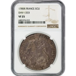 1785 R ECU Silver France Louis XVI DAV-1333 NGC VF25 Coin