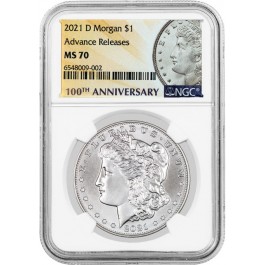 2021 D Privy Mark 100th Anniversary $1 Morgan Silver Dollar NGC MS70 Advance Releases