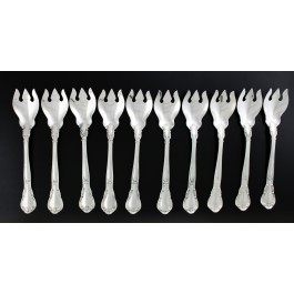 Set of 10 Gorham Chantilly 925 Sterling Silver Ice Cream Forks 5 1/2" No Mono