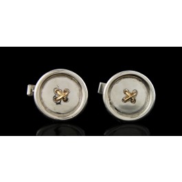 Vintage Pair Of Tiffany & Co 14k Gold 925 Sterling Silver Button Cufflinks