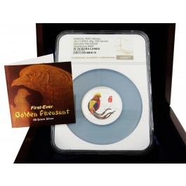 2017 Proof 50g .999 Fine Silver China Official Mint Medal Golden Pheasant NGC PF70 UC
