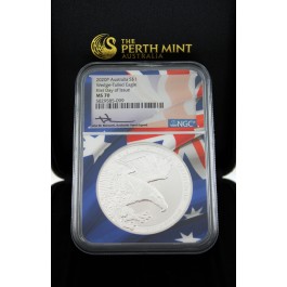 2020 P $1 AUD 1 oz Silver Wedge-Tailed Eagle NGC MS70 FDOI Mercanti Flag Core