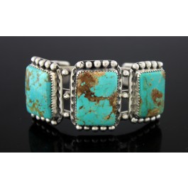Native American Navajo Helen Harrison Sterling Silver Turquoise Cuff Bracelet 6