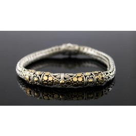 John Hardy Dot Jaisalmer Sterling Silver 18k Gold Bracelet 6.75"