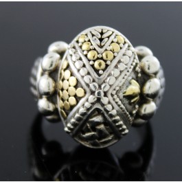John Hardy Dot Jaisalmer Sterling Silver 18k Gold Ring Size 6.25