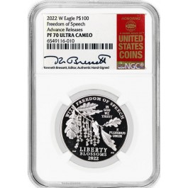 2022 W $100 1oz Proof Platinum American Eagle NGC PF70 UC Advance Releases Coin