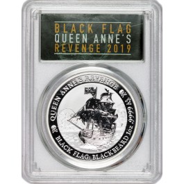 2019 P $1 Tuvalu Black Flag Queen Anne's Revenge 1oz Silver PCGS MS70 FS