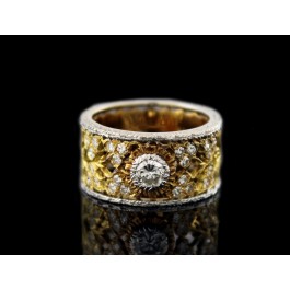Buccellati 18k Yellow and White Gold Macri Ramage 10mm Band 
