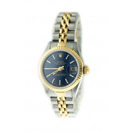 1985 Rolex Datejust 69173 26mm Two Tone 18k Gold Steel Blue Dial Automatic Watch