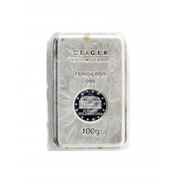 Geiger Edelmetalle 100 Grams .999 Fine Silver Bar (Sealed)