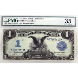 Series Of 1899 $1 Black Eagle Silver Certificate Fr#228 PMG CH VF35 Small Split