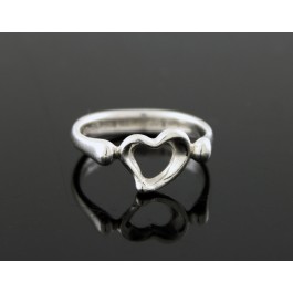 Tiffany & Co Elsa Peretti Spain 925 Sterling Silver Mini Open Heart Ring Size 5