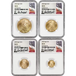 2020 $50 $25 $10 $5 1.85 oz Gold American Eagle Set NGC MS70 Don Everhart Label