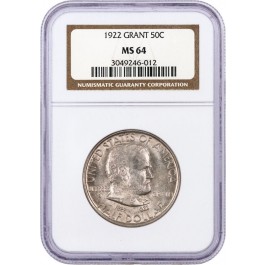 1922 50C Grant Memorial Commemorative Silver Half Dollar NGC MS64 Coin