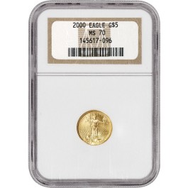 2000 $5 1/10 oz Gold American Eagle NGC MS70 Gem Uncirculated Coin