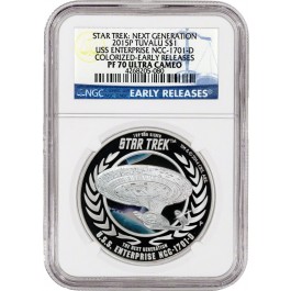 2015 P $1 Tuvalu Star Trek USS Enterprise NCC-1701-D 1 oz Silver NGC PF70 UC ER