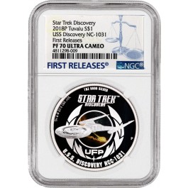 2018 P $1 Tuvalu Star Trek USS Discovery NC-1031 1 oz Silver NGC PF70 UC FR