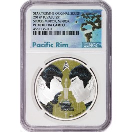 2017 P $1 Tuvalu Star Trek Spock Mirror Mirror 1 oz Silver NGC PF70 UC