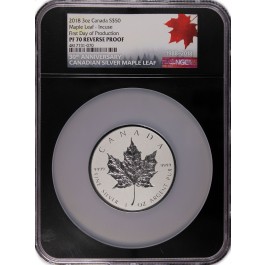 2018 $50 CAD Reverse Proof 3 oz .999 Fine Silver Canadian Maple Leaf Incuse NGC PF70