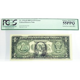 2009 $1 FRN Cleveland Fr#1934-D Partial Offset Error Note PCGS About New 55 PPQ