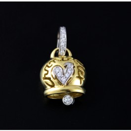 Chantecler Capri Italy 18k Gold Diamond Campanelle Bell Rooster Pendant Medium