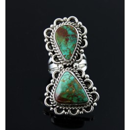 Vintage M. Guerro Navajo Native American Sterling Silver Turquoise Ring SZ 5.75