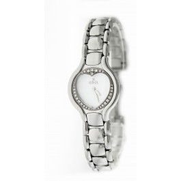 Ebel Beluga E9157427-10 27mm Steel Diamond White MOP Heart Dial Quartz Watch 
