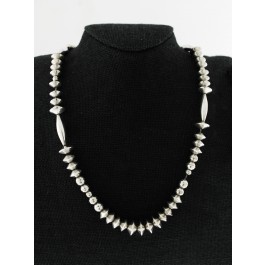Old Pawn Navajo Native American Sterling Silver Bench Torpedo Bead Necklace 24"
