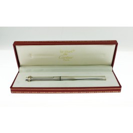 Vintage Must de Cartier Vendome Trinity Silver Plated Blue Ink Rollerball Pen 