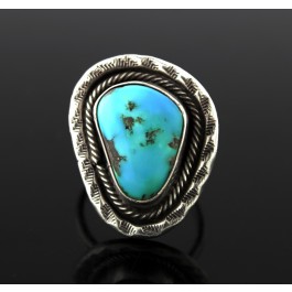 Old Pawn Navajo Native American Sterling Silver Turquoise Ring Size 9.75 11.8g