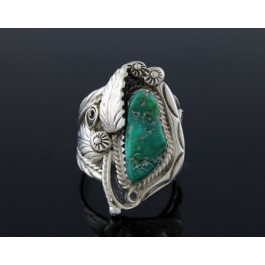 Signed G Old Pawn Navajo Native American 925 Sterling Silver Turquoise Ring 8