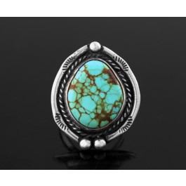 Signed JY Old Pawn Navajo Native American Sterling Silver Turquoise Ring Size 5