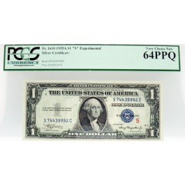 1935 A $1 Experimental S Silver Certificate Fr#1610 SC Block PCGS Ch UNC 64 EPQ