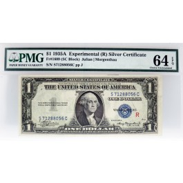 1935 A $1 Experimental R Silver Certificate Fr#1609 (SC Block) PMG Ch UNC 64 EPQ