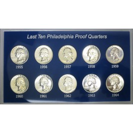 1955-1964 25C Last Ten Philadelphia Proof Quarters Silver Short Set