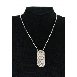 Tiffany & Co Somerset 925 Sterling Silver Dog Tag Pendant Beaded Necklace 20.5"