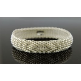Tiffany & Co Somerset Sterling Silver 14.5mm Flexible Woven Mesh Bangle Bracelet #2