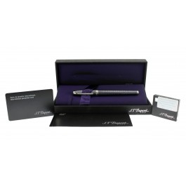 S.T. Dupont Fidelio Anthracite Guilloche 14k White Gold Fine NIB Fountain Pen