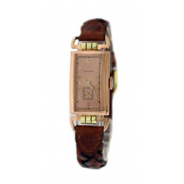 Art Deco Longines Curvex Cal 9L Two Tone 14k Yellow Rose Gold Mechanical Watch