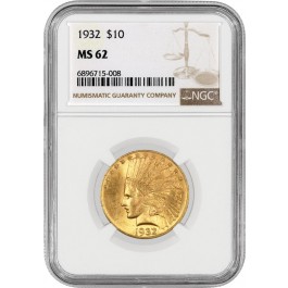 1932 $10 Indian Head Eagle Gold NGC MS62 Uncirculated Coin #008